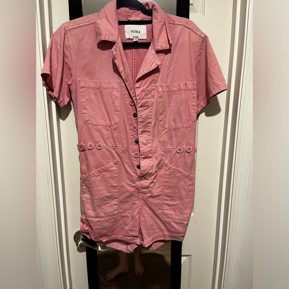 Pink Pistola Denim Romper